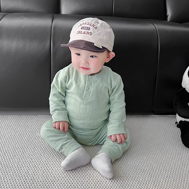 宝宝套装秋季纯棉打底衣婴儿衣服a类长袖秋衣秋裤睡衣分体家居服 雾蓝秋衣套装 100