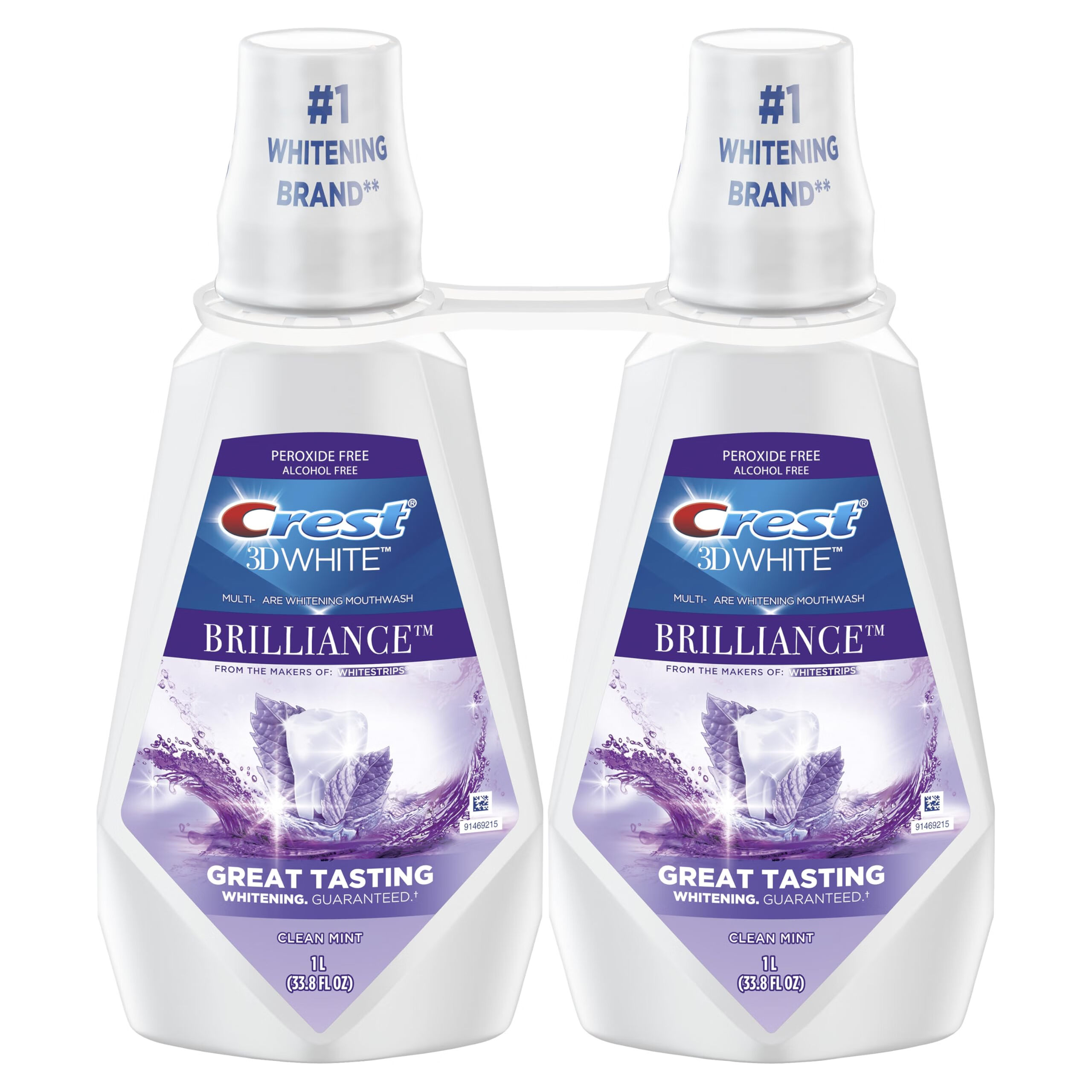 佳洁士crest 洁士漱口水 3d 亮白 清洁薄荷 淡紫色 33.8 fl