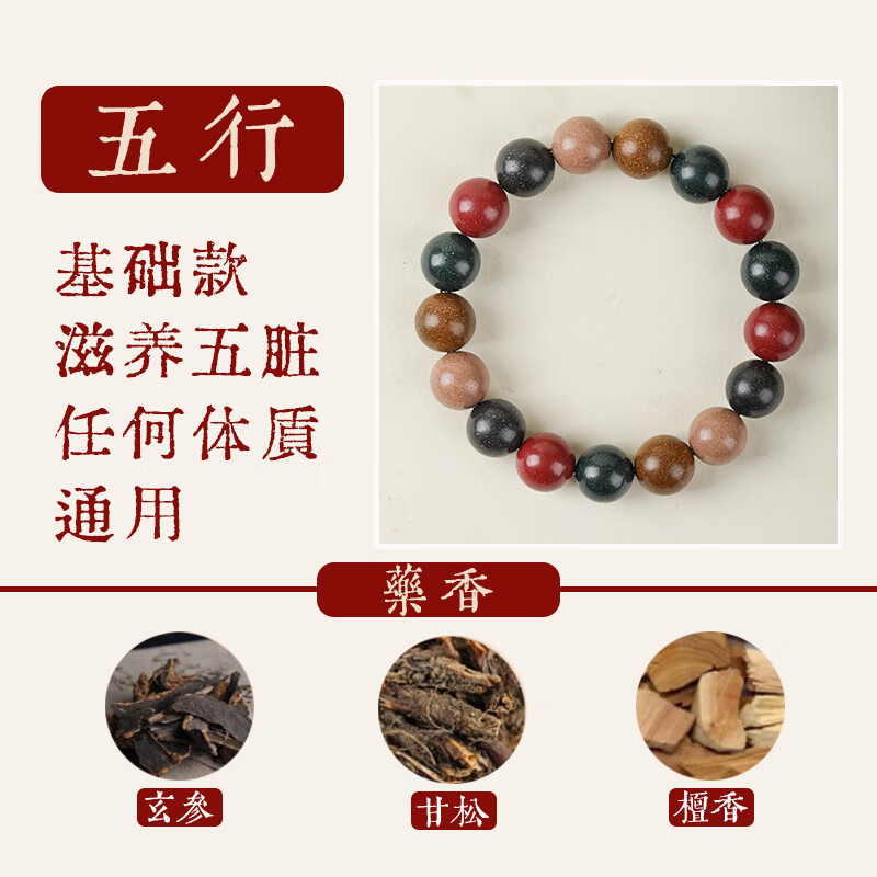 DUTRIEUX天然古法合香珠中药手串五行老山檀香木香气手工制作药珀手持手链 似水流年【紫气东来】18mm