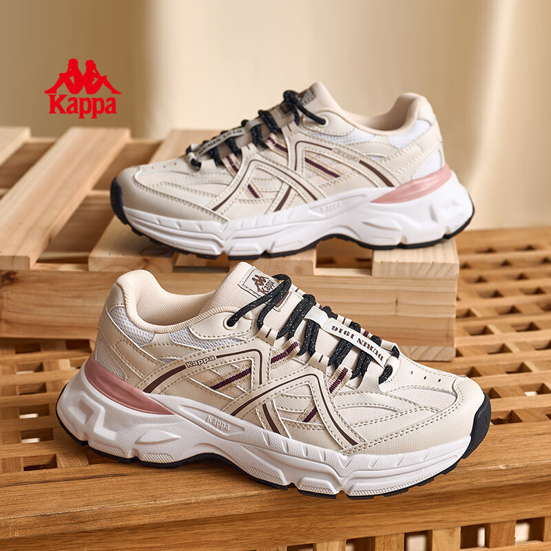 KAPPA卡帕女鞋复古老爹鞋女2025秋季新款软底轻便运动鞋增高休闲鞋子女 月灰色 36