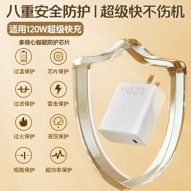 时途120w充电器适用iqoo充电插头vivo快充iqoo11/10/12/9/8/neo7SE/Z/ 套装 充电头C口+1米typec数据线