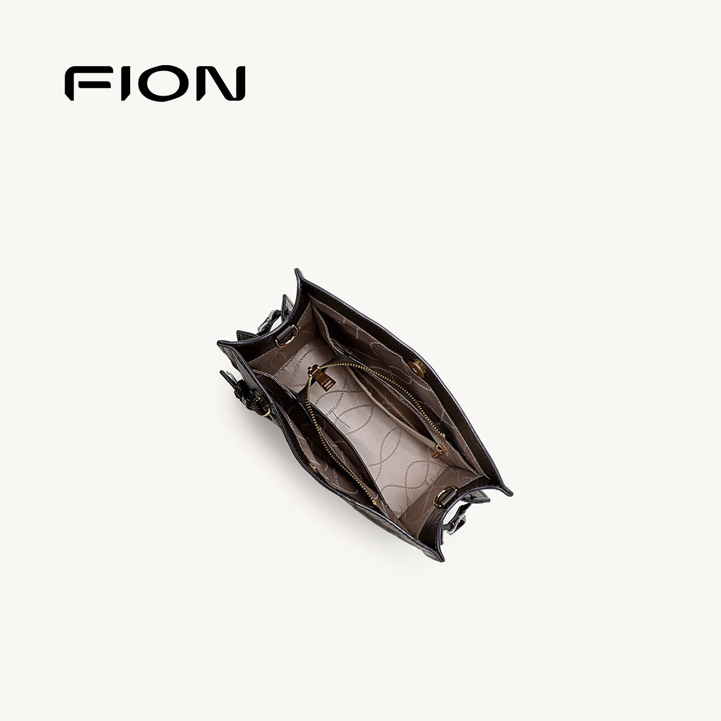 菲安妮(FION)2025新款包包女包托特包高级感大容量手提斜挎包 生日礼物 褐-大款