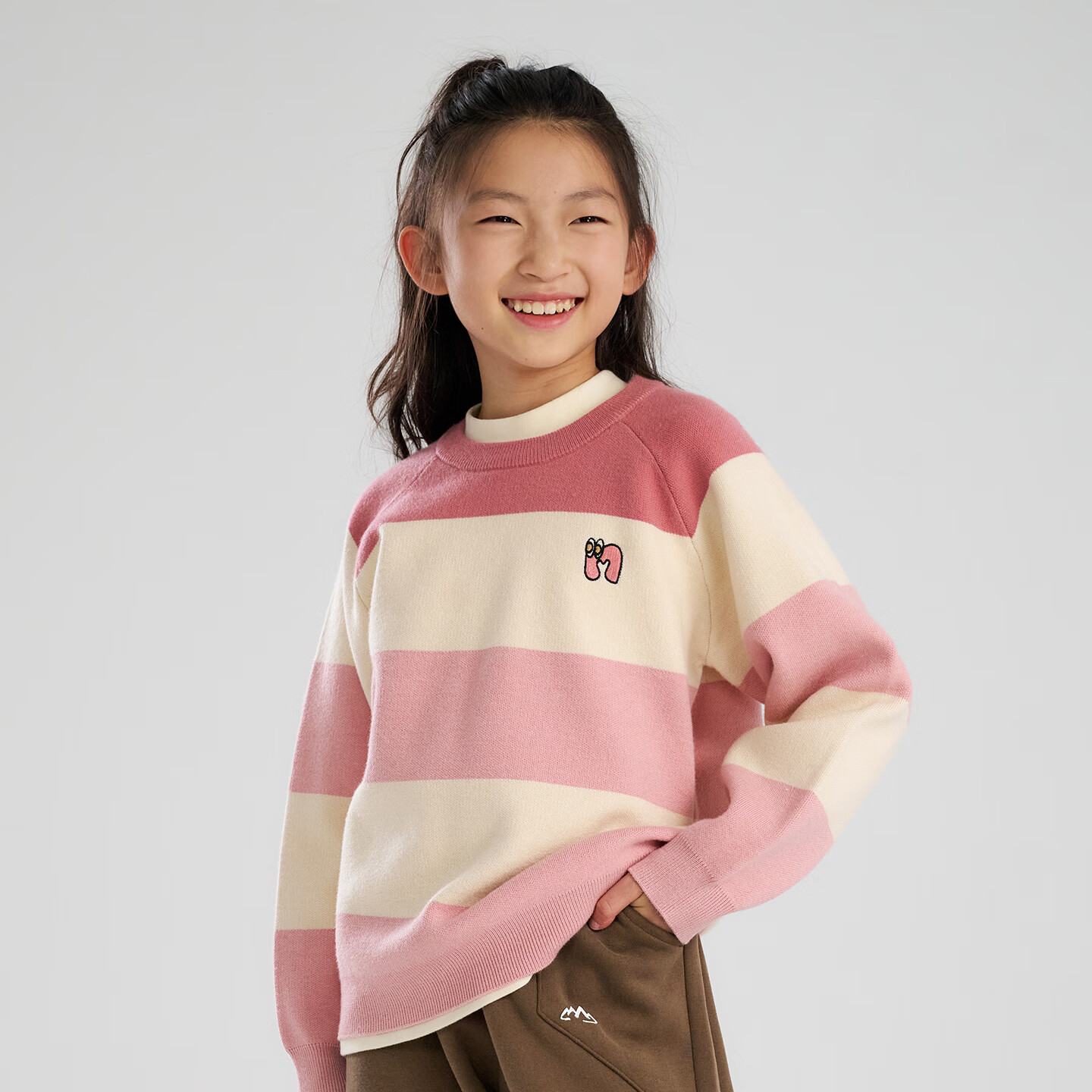 棉花堂（cottontown）【抗静电】棉花堂儿童毛衣针织衫男孩宽条纹内搭儿童秋装女童上衣 星环紫 90 90/52