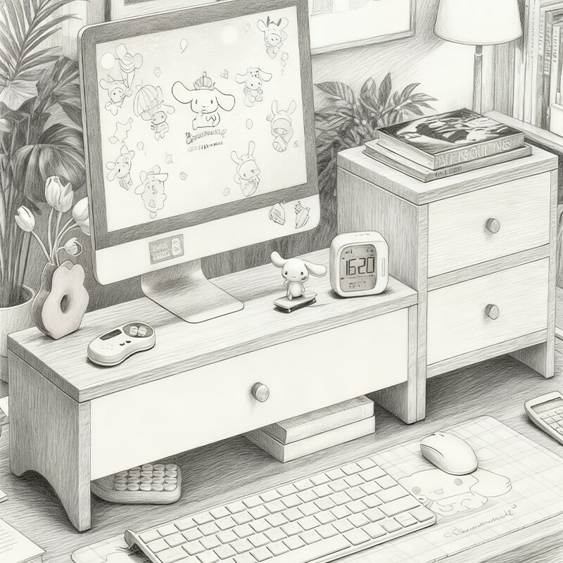 尔思家显示器增高架桌面置物架台式支撑架电脑支架办公室工位改造神器 【单抽增高架】原木色50*20*13