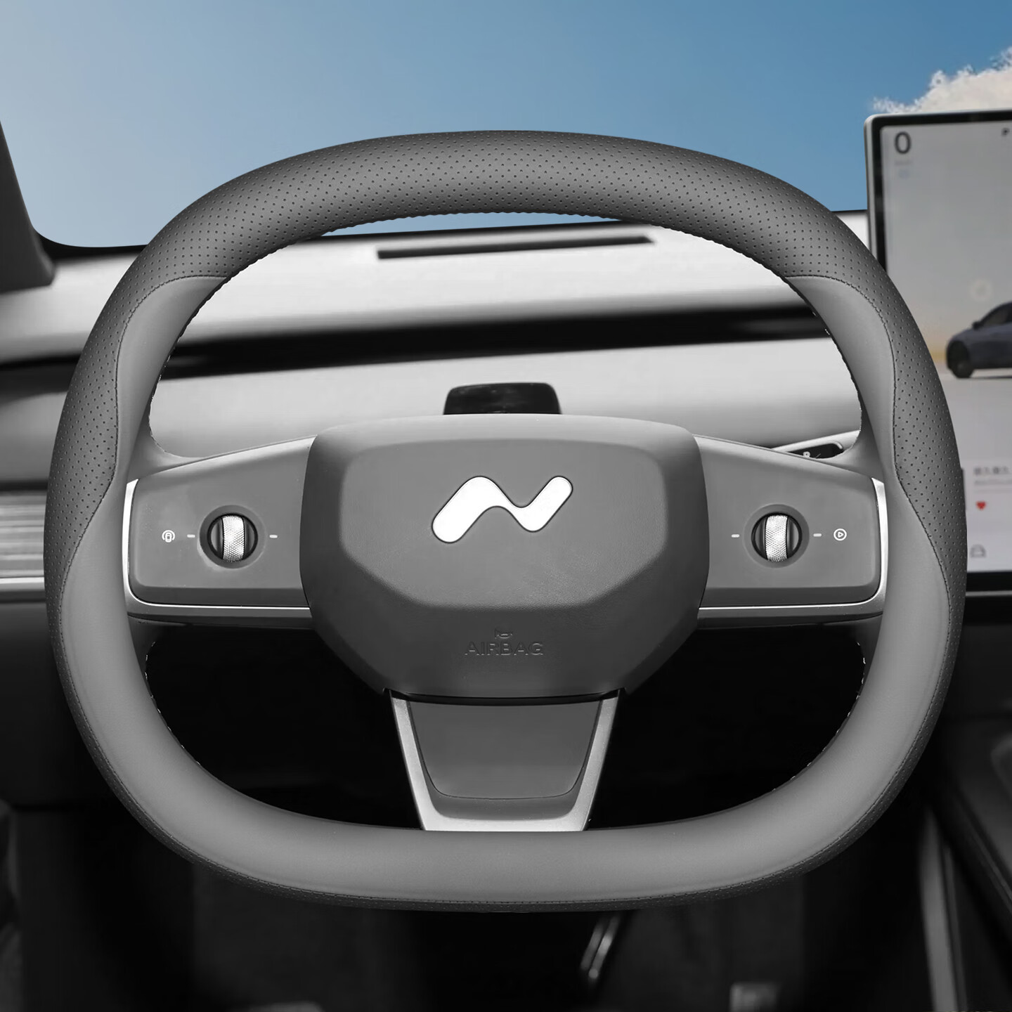 宰搂【】25款蔚来乐道L60方向盘套L90原车色四季内饰改装汽车把套 乐道L90黑+云缦米套式皮款