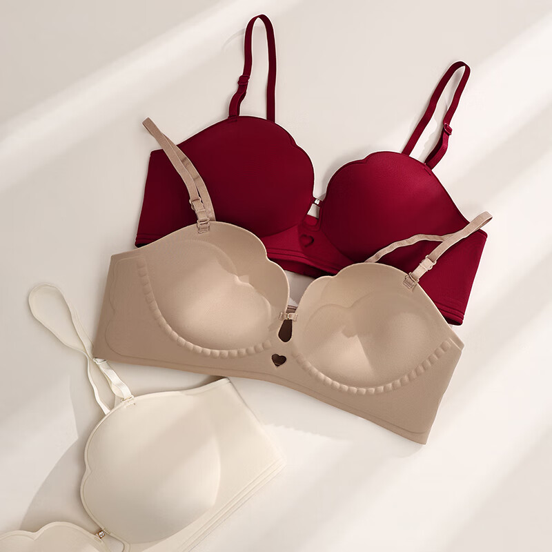 芬腾舒适聚拢防下垂收副乳透气无痕无钢圈大胸小胸一体式女士文胸罩 1267肤色 【小胸聚拢厚款】 S 【推荐70ABC】