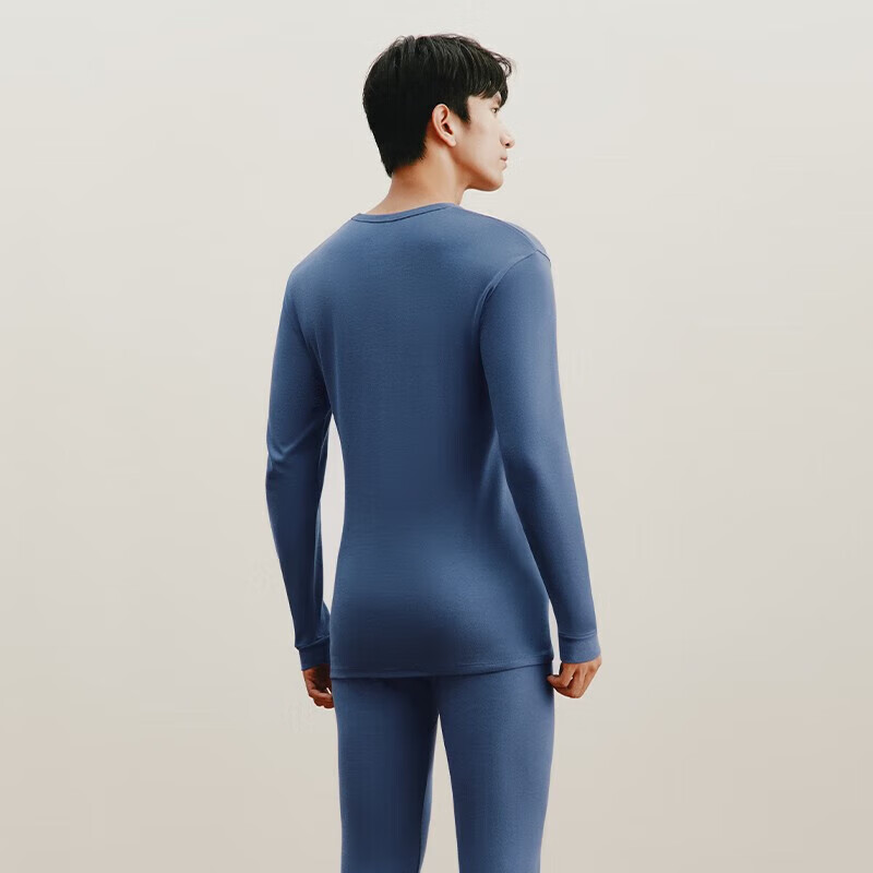 三枪(THREEGUN)秋衣秋裤保暖内衣套装纯棉抗静电舒服棉舒适圆领长袖长裤保暖内衣 钴蓝-男款 XL