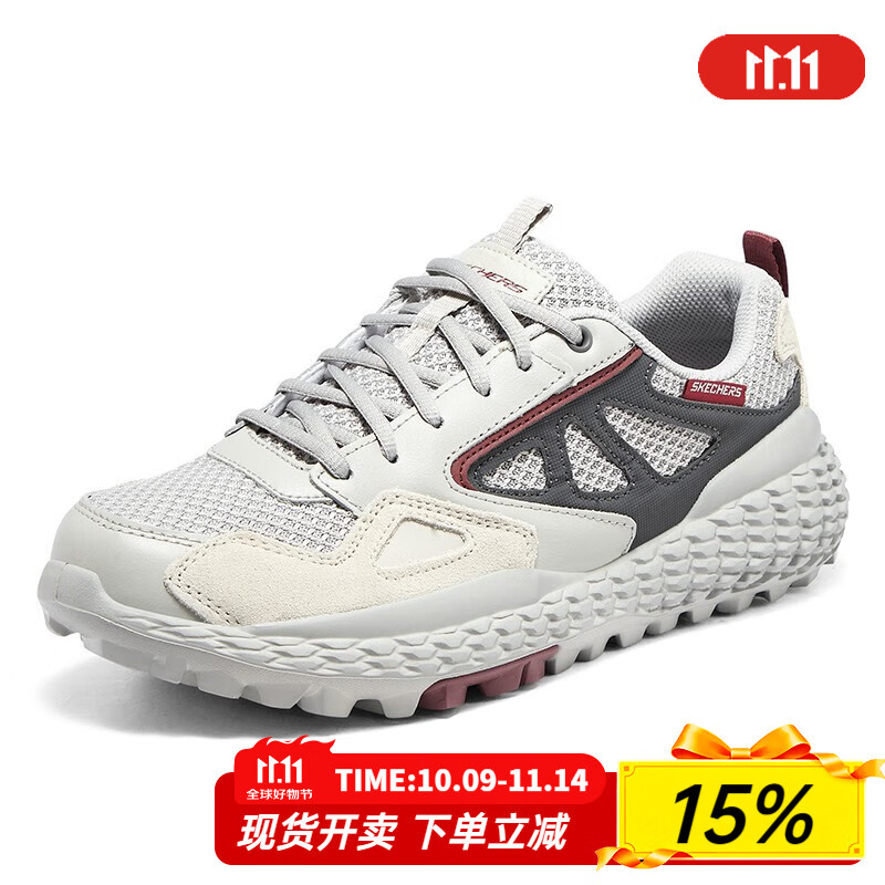 斯凯奇（Skechers）男鞋夏季2025新款运动鞋怪兽鞋厚底老爹鞋轻便休闲透气网面鞋男 浅灰色-LTGY 39.5