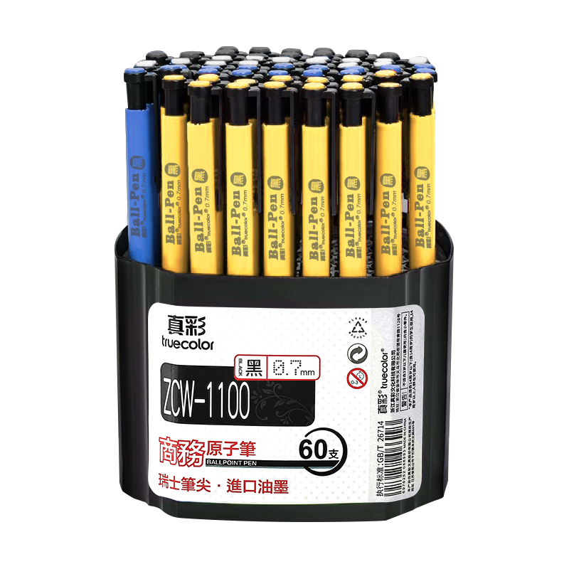 ��ʣ�TRUECOLOR��0.7mm��ɫԲ��ʰ�ѹʽ�ͱ�Բ�����ʽ����ԭ�ӱʶ�ɫ����԰�鰴����������칫ѧ��60֧Ͱװ1100A 26.82Ԫ