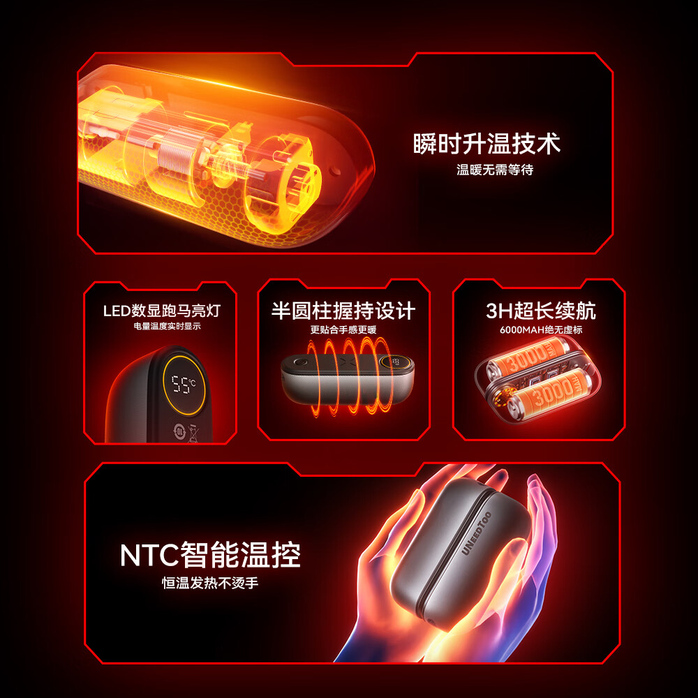 有厘头【职业哥同款】2025电竞磁吸暖手宝二合一双手同时暖手分离式充电暖手宝可上飞机高铁送礼男生礼物 【月岩银黑】智能数显+NTC温控+强续航+三档控温