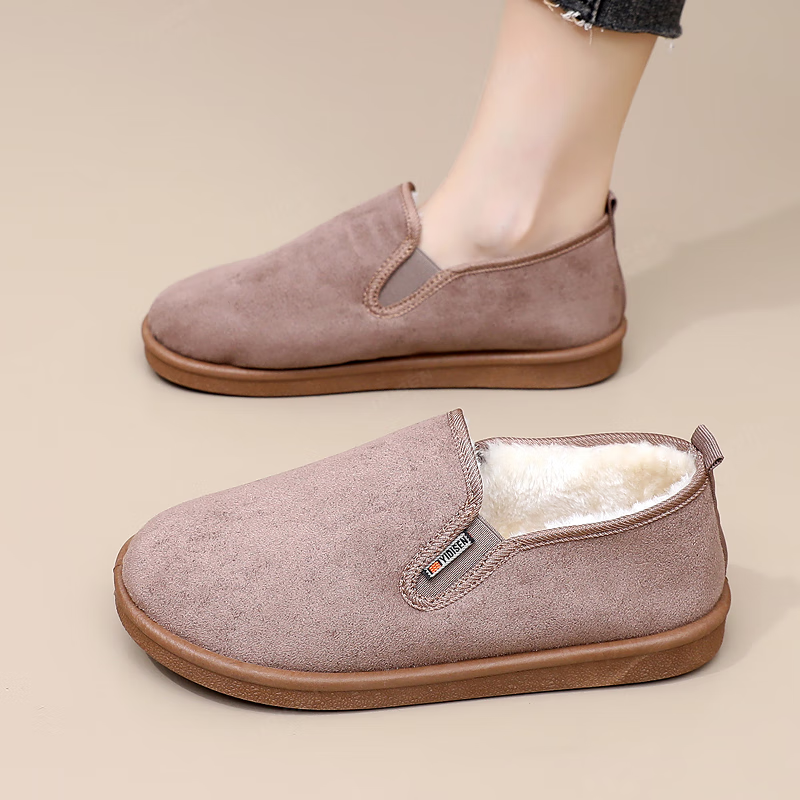 意迪森雪地靴冬季加绒保暖软底防滑时尚百搭妈妈鞋一脚蹬中老年穿脱方便 黑色 加绒 39 (245mm)