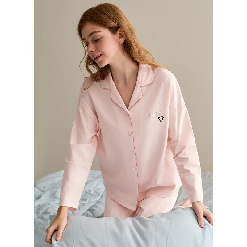 芬腾情侣睡衣女士春秋季新款长袖纯棉休闲大码开衫男款家居服套装 深灰(男) L 建议:女110-124斤,男126-146斤