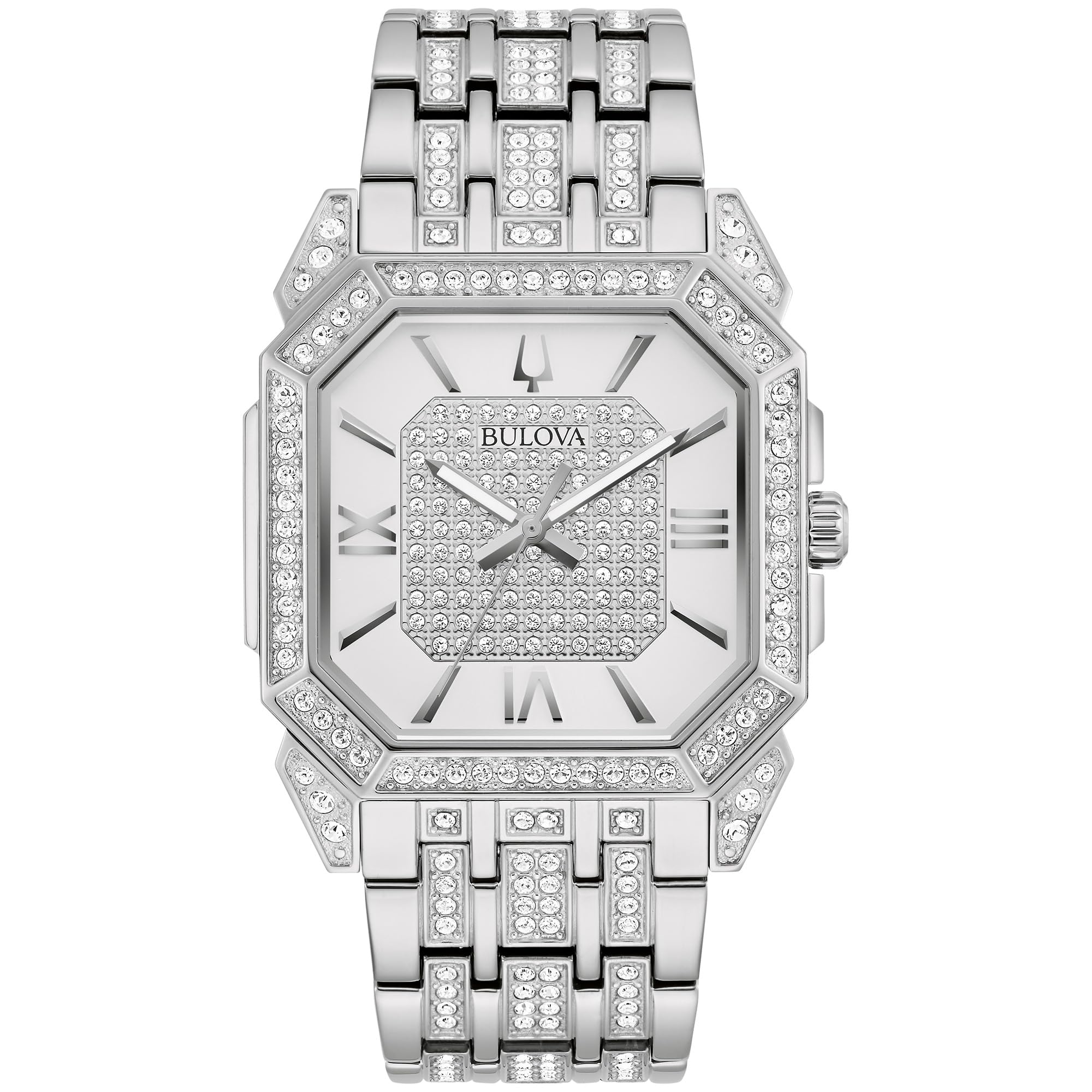 宝路华Bulova 宝路华 男士日本石英 Crystal Octava 银钢表 Silver One Size