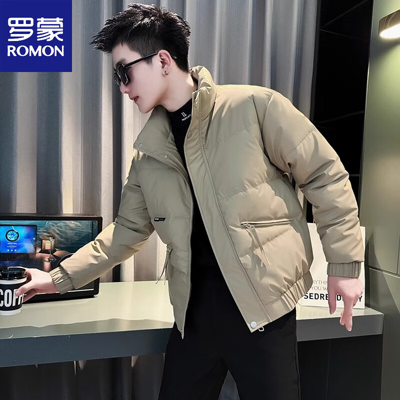 罗蒙（ROMON）秋冬季潮牌棉服男士休闲痞帅加绒加厚棉袄子2025新款棉衣外套 F518卡其色【加厚保暖】 XL