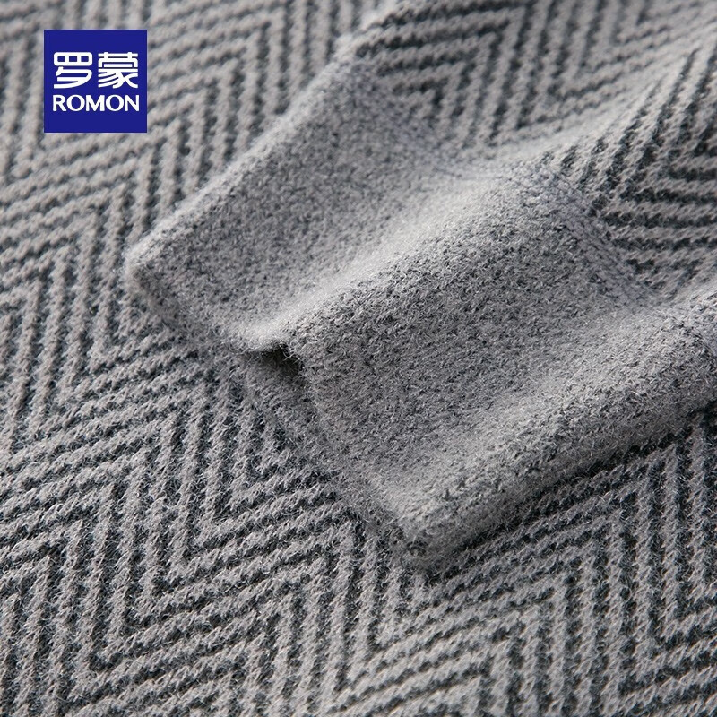 罗蒙加绒保暖针织衫男2024秋冬新款圆领套头毛衣中青年加厚打底衫 驼色 XL 180(建议150-165斤)