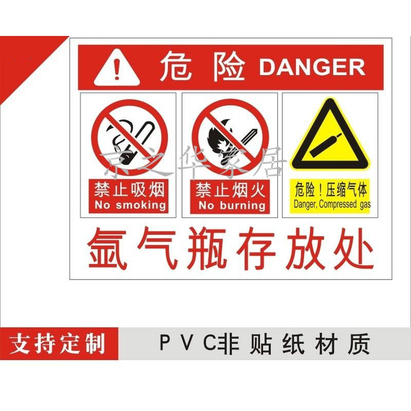 时度 全套气瓶存放处标识牌气瓶区标志牌压缩气体氮气 氧气存放处