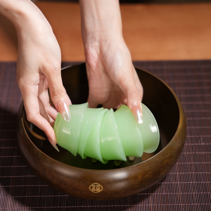 朱炳仁铜 福运八寸茶洗 客厅书房办公室桌面日用斑铜色茶洗摆件 福运八寸茶洗