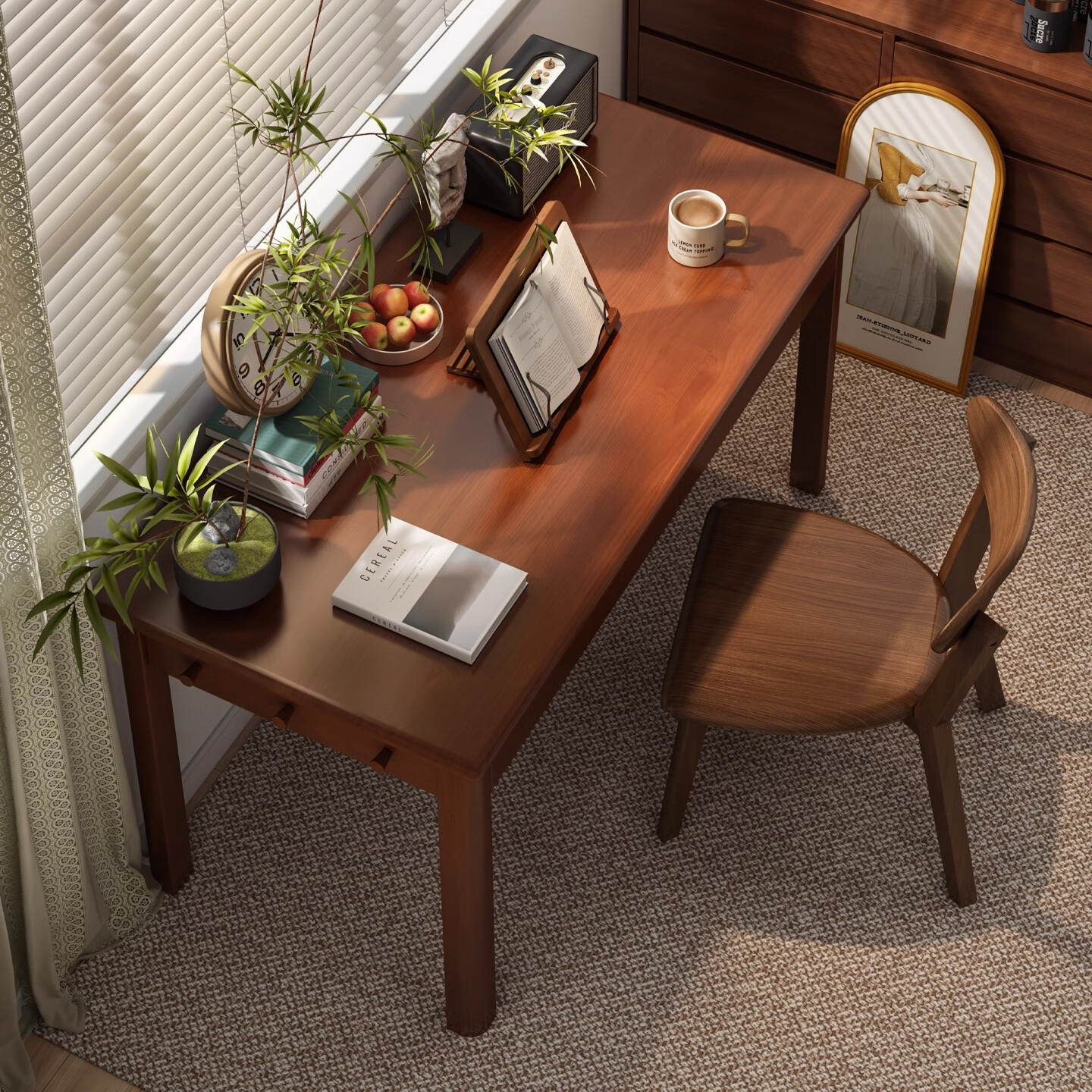 顾家家居实木书桌学习桌双人写字桌小学生专用电脑桌家用书房办公桌工作台 【送货上门安装】双抽屉120cm