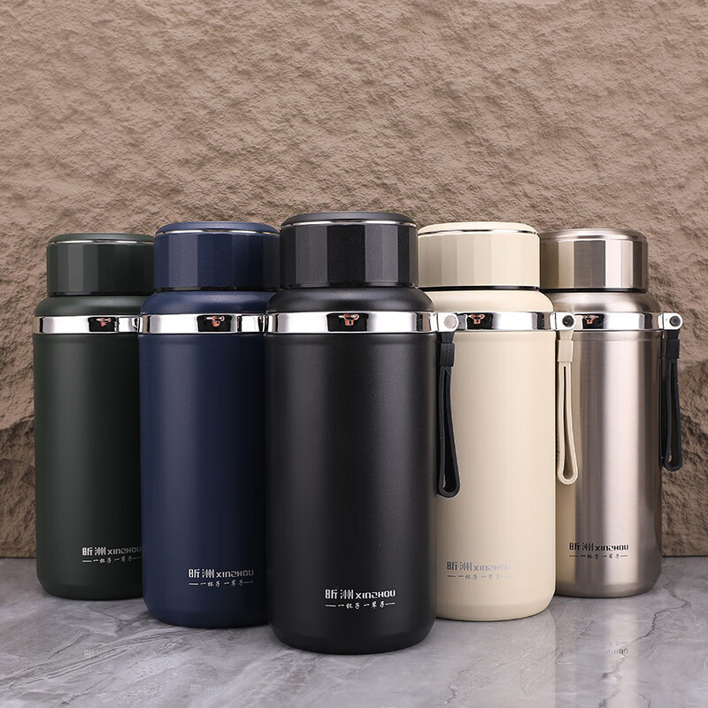 hywlkj墩墩保温杯大容量水杯子大口径男户外泡茶杯女800ml 钢本色800ml(矮胖款) 茶网+杯刷