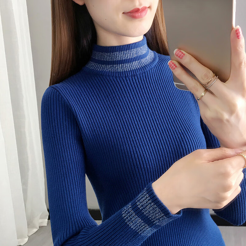 香影纯黑色打底衫女秋冬新款亮丝针织衫长袖内搭上衣修身短款半高领毛衣 黑色 3XL (建议135-150斤)