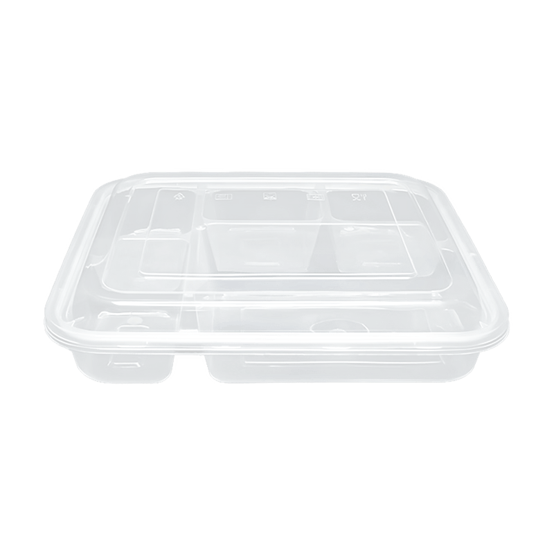 稷王谷1250ml高盖五格餐盒一次性饭盒透明外卖打包盒加厚带盖 【高盖五格餐盒】150套