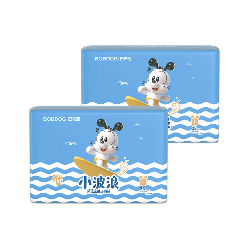 巴布豆（BOBDOG）小波浪薄柔亲肤拉拉裤L66片(8.5-11.5KG)大码婴儿尿不湿 干爽透气