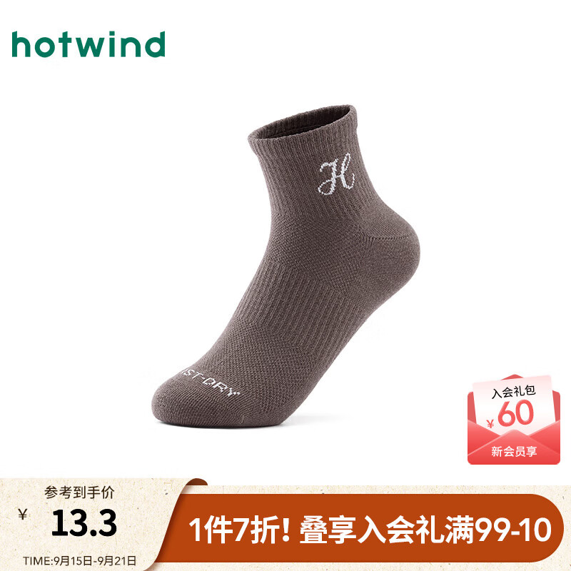 热风【商场同款】女士袜子棉袜25年秋新款休闲运动低帮袜百搭弹力短袜 02棕色 1双 均码