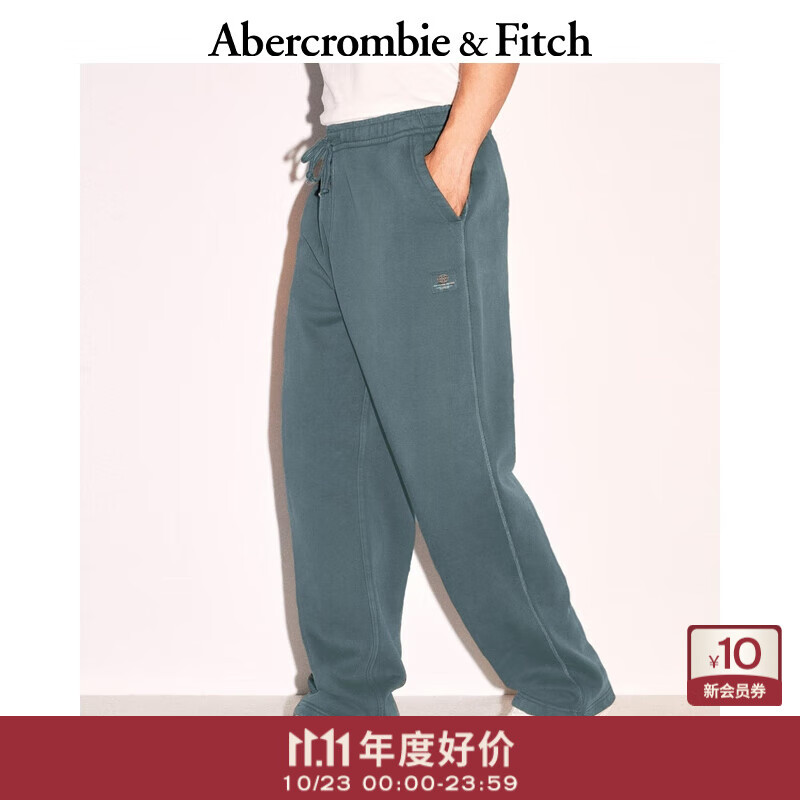 Abercrombie &amp; Fitch男装24春秋款抓绒美式复古baggy风直筒运动卫裤长裤134-4063 海军蓝 XL (180/98A)