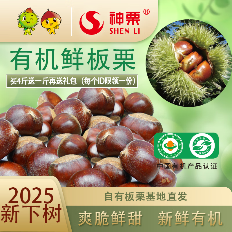 神栗2025年燕山宽城有机新鲜生板栗5斤原产地直发 2025年有机生板栗5斤