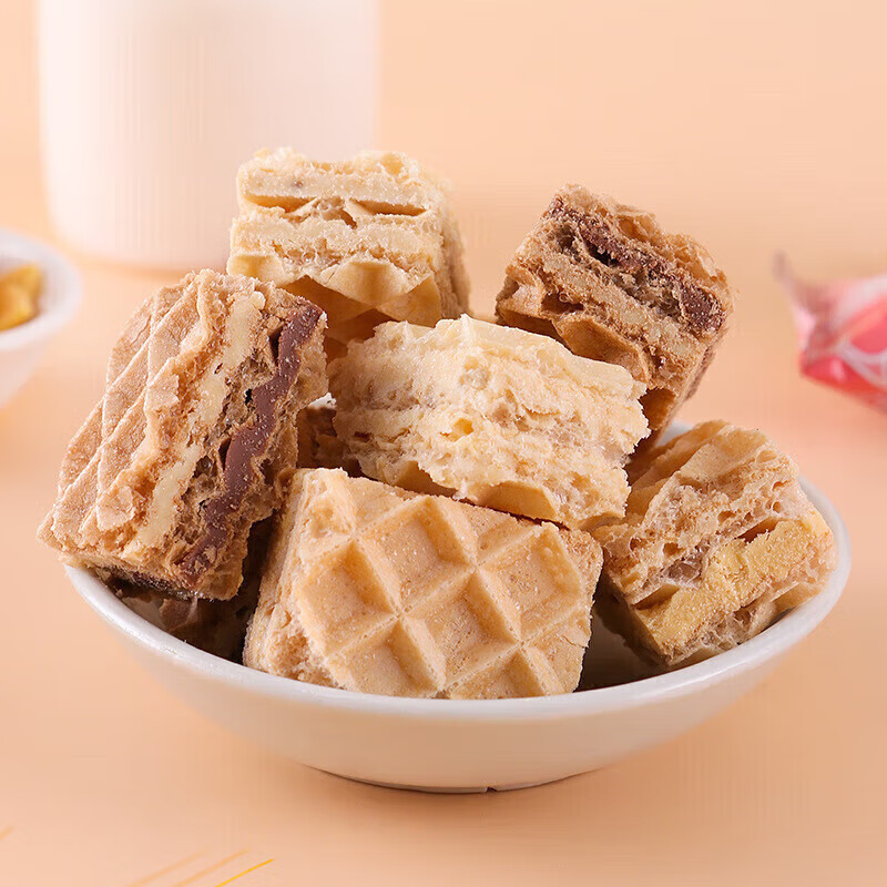 吉品到岩威化饼干好吃到起飞厚切酥脆威化零食三口味混合装 威化 口味混合装 35包*1箱