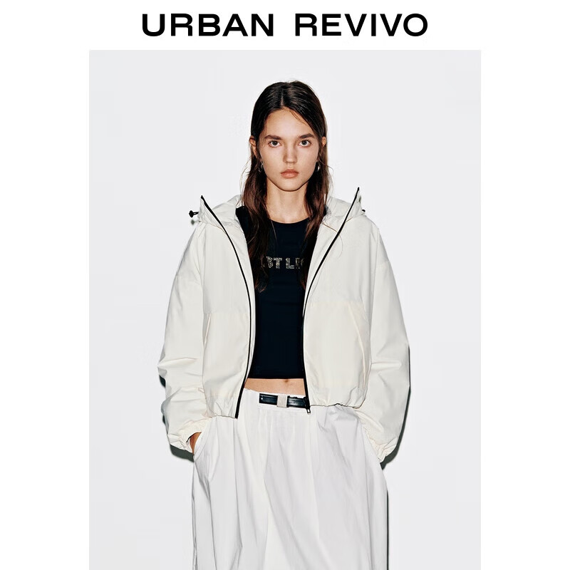 UR2025冬季新款女装户外休闲拉链抽绳连帽羽绒服UYY150095