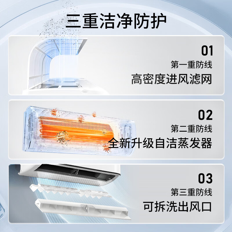 雪花空调挂机2025酷省电新一级能效变频冷暖家用壁挂式节能省电柜机 大1匹 一级能效 变频丨单冷丨全铜管 提供上门安装服务