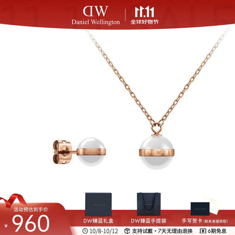 丹尼尔惠灵顿（DanielWellington）dw项链耳饰简约项链耳坠 生日礼物送女友送老婆 DW00400152+D
