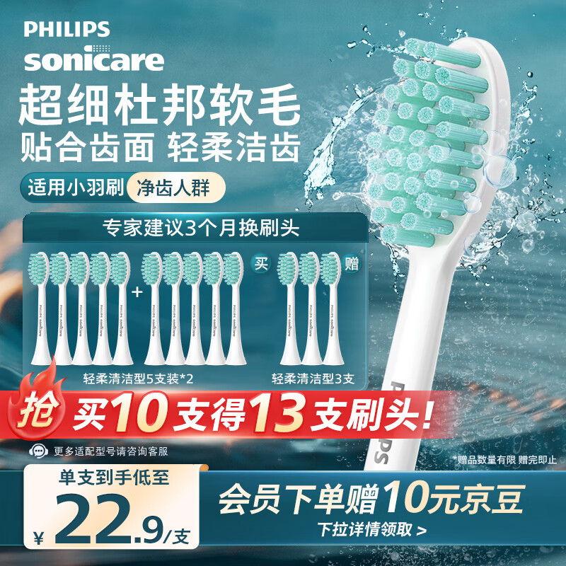 飞利浦（PHILIPS）电动牙刷头 3D软毛呵护牙龈 柔力系列 5支装 HX2025/02 适用于HX2471/HX24