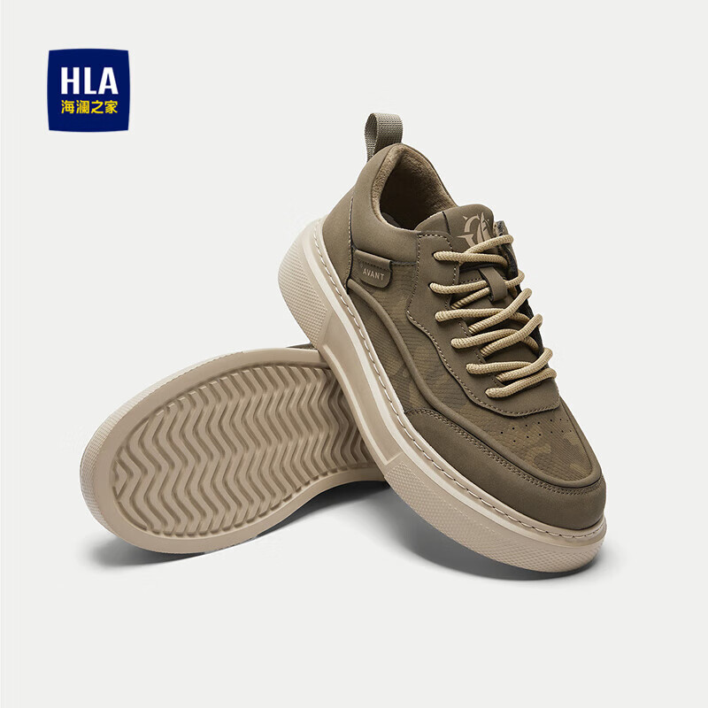 HLA海澜之家休闲鞋男25圆头系带绒感内里保暖鞋子男