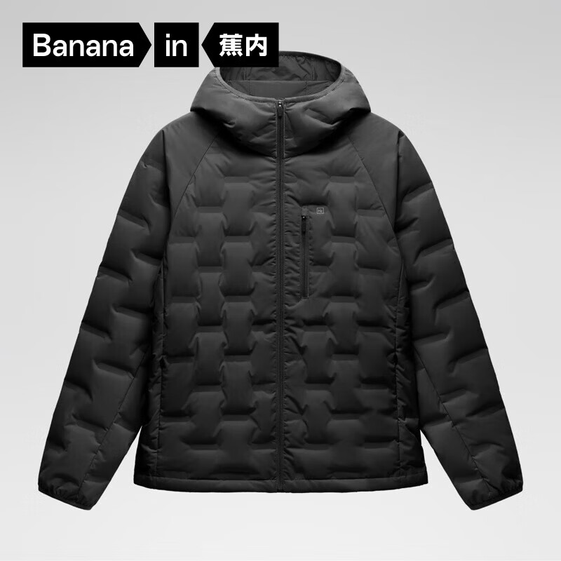 蕉内（Bananain）氢气女士轻薄羽绒服连帽秋冬新款保暖外套 黑色 L