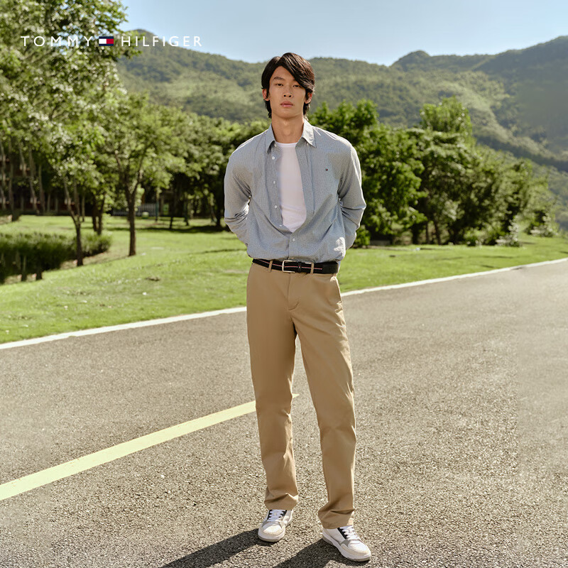 Tommy Hilfiger【弹力直筒】26春夏新款男装潮流多色通勤商务西裤休闲长裤 卡其色7UY -直筒版-正常拍 33 （2.6尺）