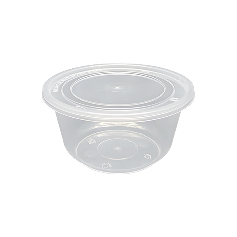 稷王谷450ml圆形食品级塑料一次性饭盒透明外卖打包盒餐盒加厚带盖450套 一次性饭盒