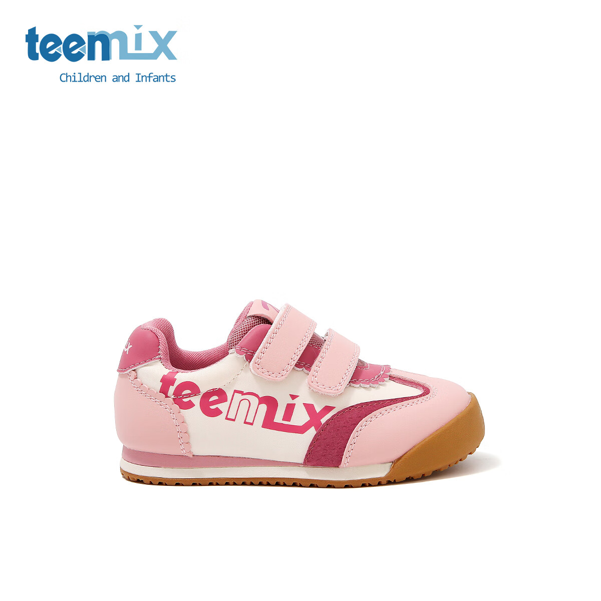 天美意童鞋2025年春秋新款女童百搭休闲鞋男童运动鞋儿童阿甘鞋 桃红色 30