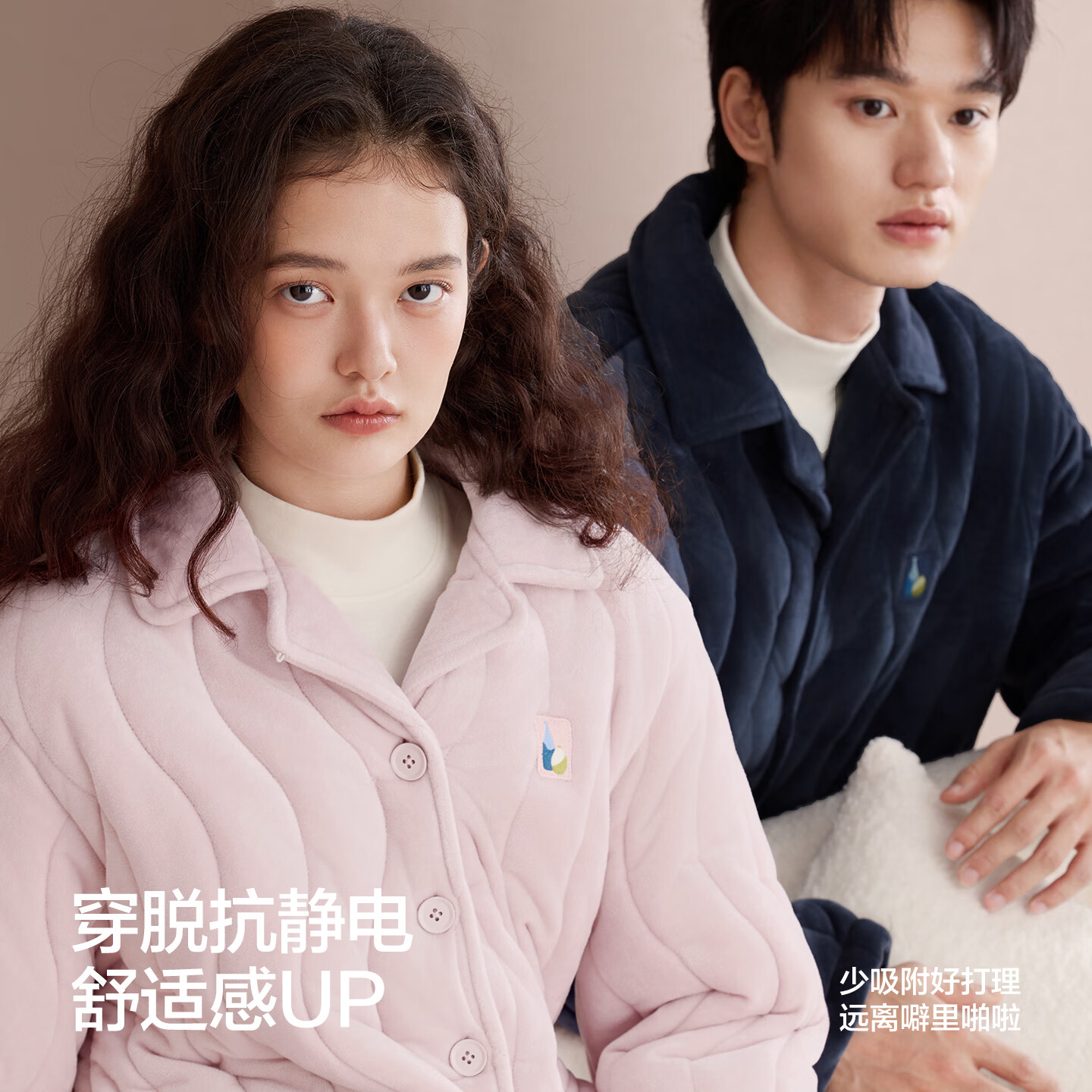 红豆(Hodo)珊瑚绒加厚夹棉睡衣女情侣抗静电男士秋冬季保暖可外穿家居服套装 男士深灰 经典插袋 XL (175) 男士