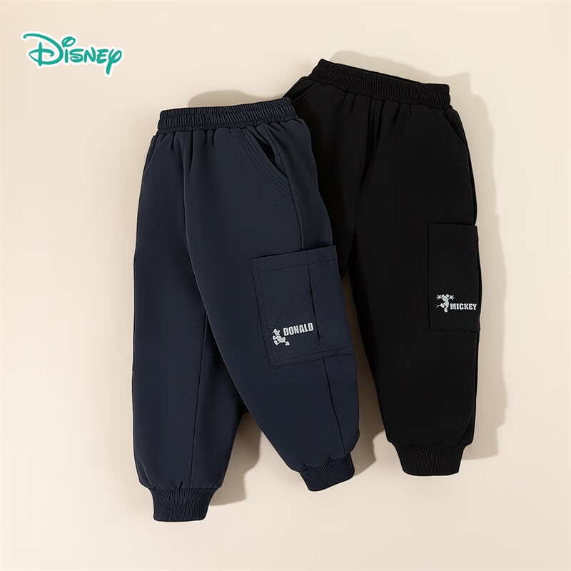 迪士尼（Disney）宝宝棉裤冬季三层保暖超萌男女小童夹棉加厚一条过冬婴儿加绒裤子 夹棉加厚藏青色米奇 140
