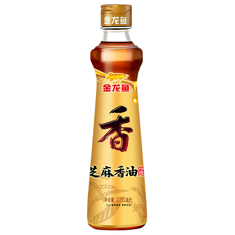 金龍魚芝麻油220ml/瓶 純芝麻香油 涼拌調(diào)味火鍋烹飪純芝麻油瓶裝 金龍魚芝麻香油220ml*1瓶