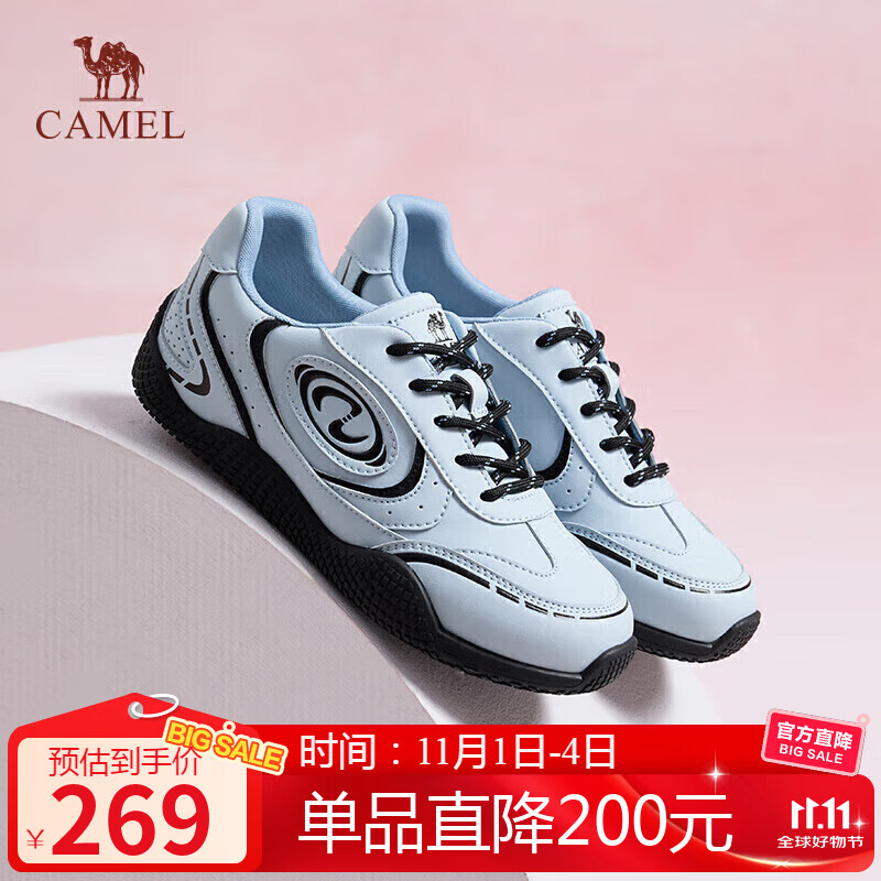 骆驼（CAMEL）【王俊凯同款】月牙2.0德训鞋女运动休闲鞋 L25S577059C 蓝色 35
