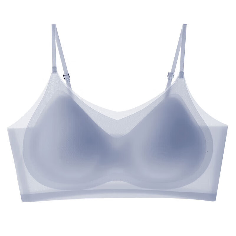 顶瓜瓜聚拢美背夏季运动风抹胸透气女士及胸无钢圈冰丝舒适内衣文胸 蓝色 2XL 38/85ABC