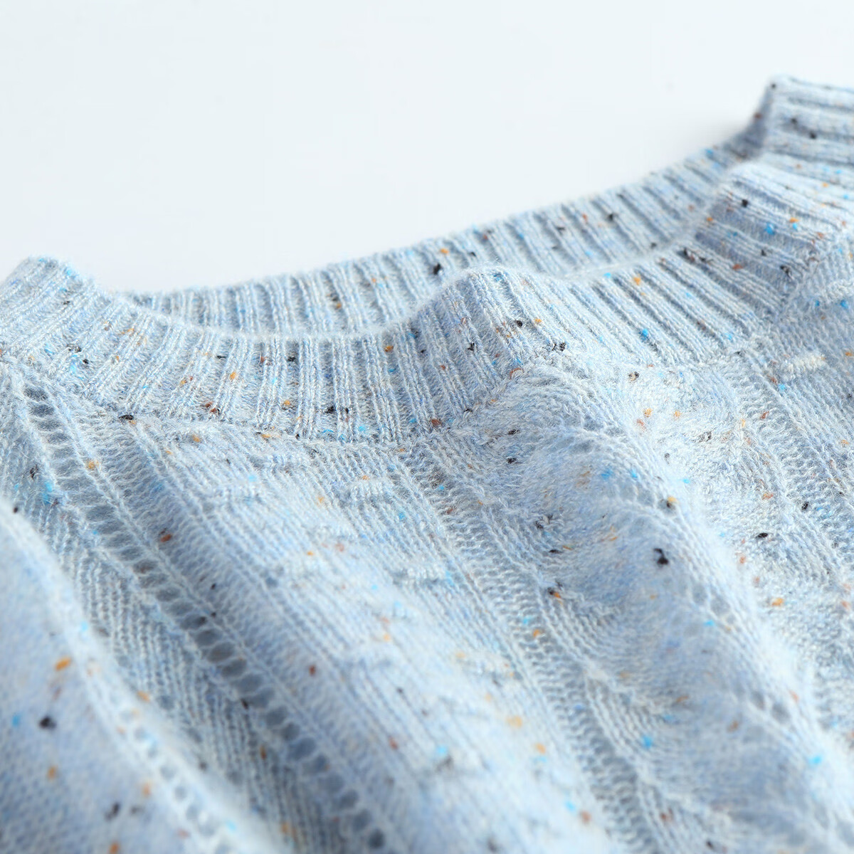 帕罗（PALUOPO）【100%山羊绒】秋冬镂空绞花设计淑女宽松气质针织羊绒衫女 天兰彩点 M 100