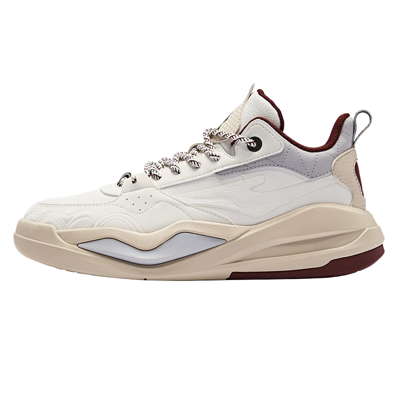 鸿星尔克男鞋高帮板鞋秋冬季新款厚底运动鞋男子加绒休闲棉鞋唐宫夜苑4.0 微晶白/暖亚麻 42