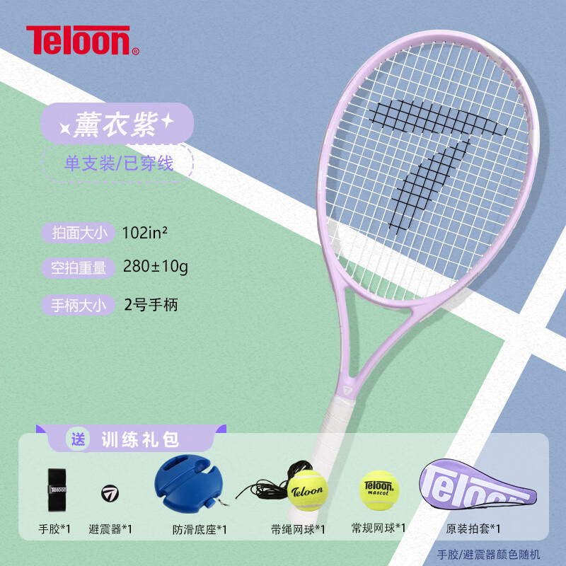 天龙（Teloon）网球拍带线回弹网球初学者训练器大学生男女单人自打套装 MARK X（2号柄）含初学套装
