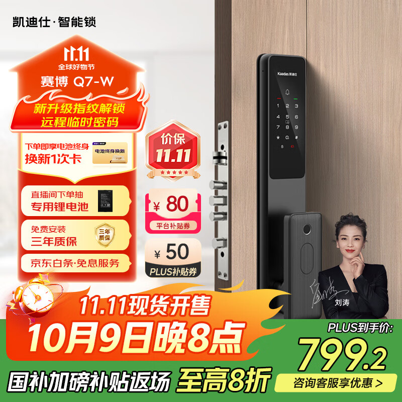 凯迪仕（kaadas） 智能锁 指纹识别防盗门锁密码锁 入户门电子智能锁 赛博Q7-W