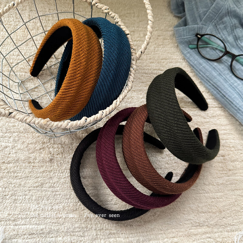 清晨的星星韩国东大门纯色宽边发箍女款高级感百搭头箍头饰秋冬洗脸发卡发饰 蓝色