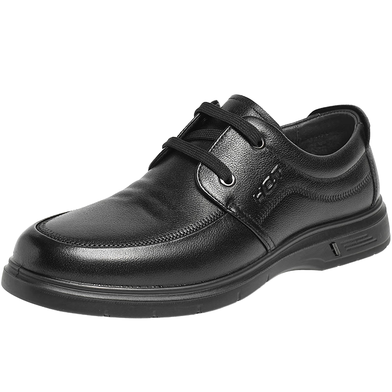 紅蜻蜓新款真皮皮鞋男保暖牛皮輕便加絨商務(wù)休閑皮鞋WJA332201H黑色38